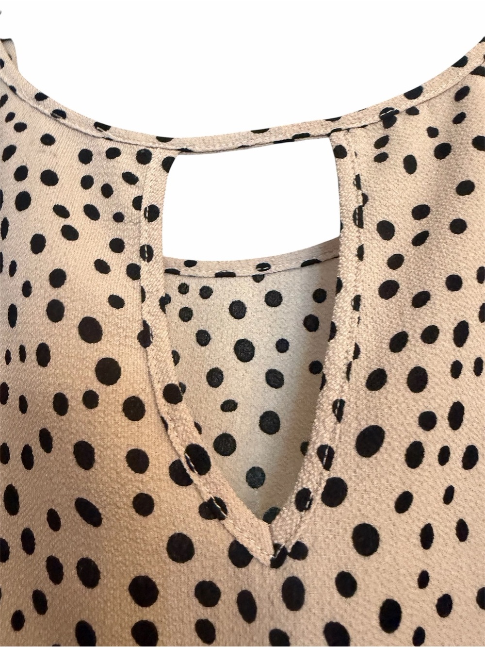 Papermoon Beige Blouse with Black Polka Dots Hi-Low - Picture 3 of 5